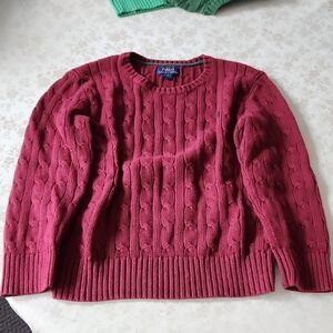 Ralph Lauren Burgundy Cable Knit Sweater